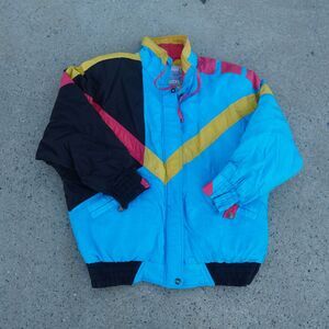 Vintage 90s Totesport Down Jacket M Colorblock Ski Puffer Retro Coat Gorpcore